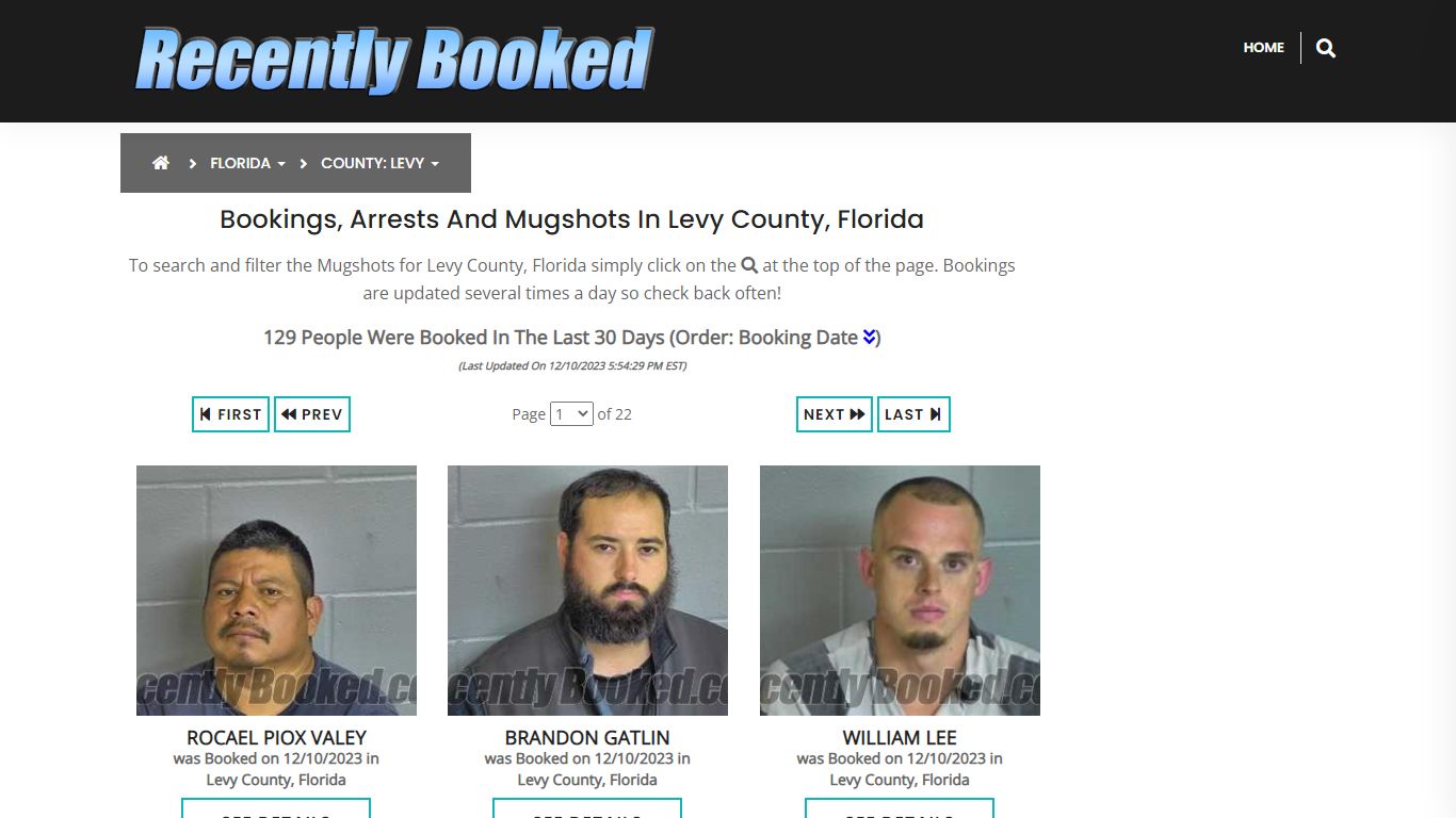 Recent bookings, Arrests, Mugshots in Levy County, Florida